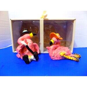 NEW Blue Sky Clay Works Fancy Flamingo Salt & Pepper Shaker Heather Goldminc